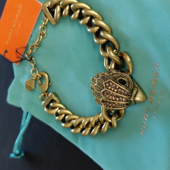 KURT GEIGER LONDON Gold-Tone Chain Bracelet with Eagle Embellished Charm - Picture 2 of 8